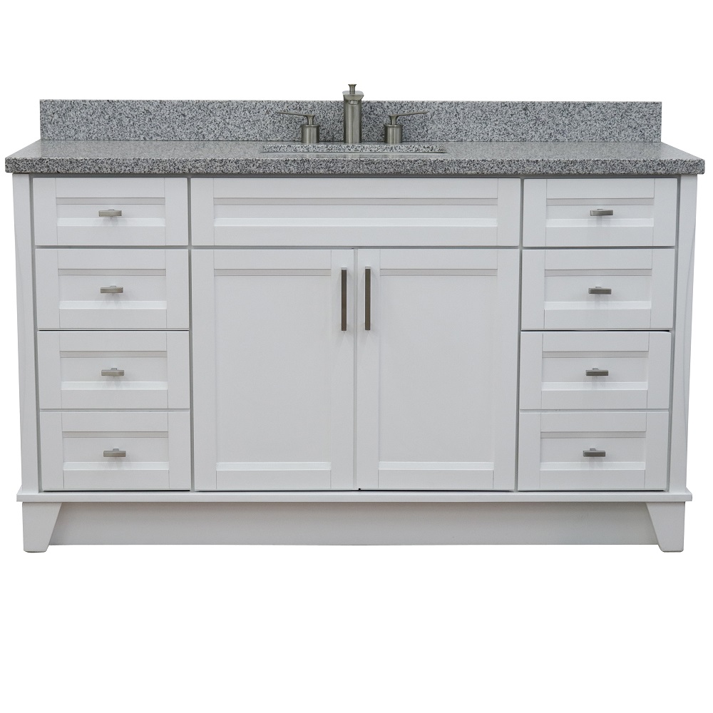 61" Single Sink Vanity in White Finish with Countertop and Sink Options
